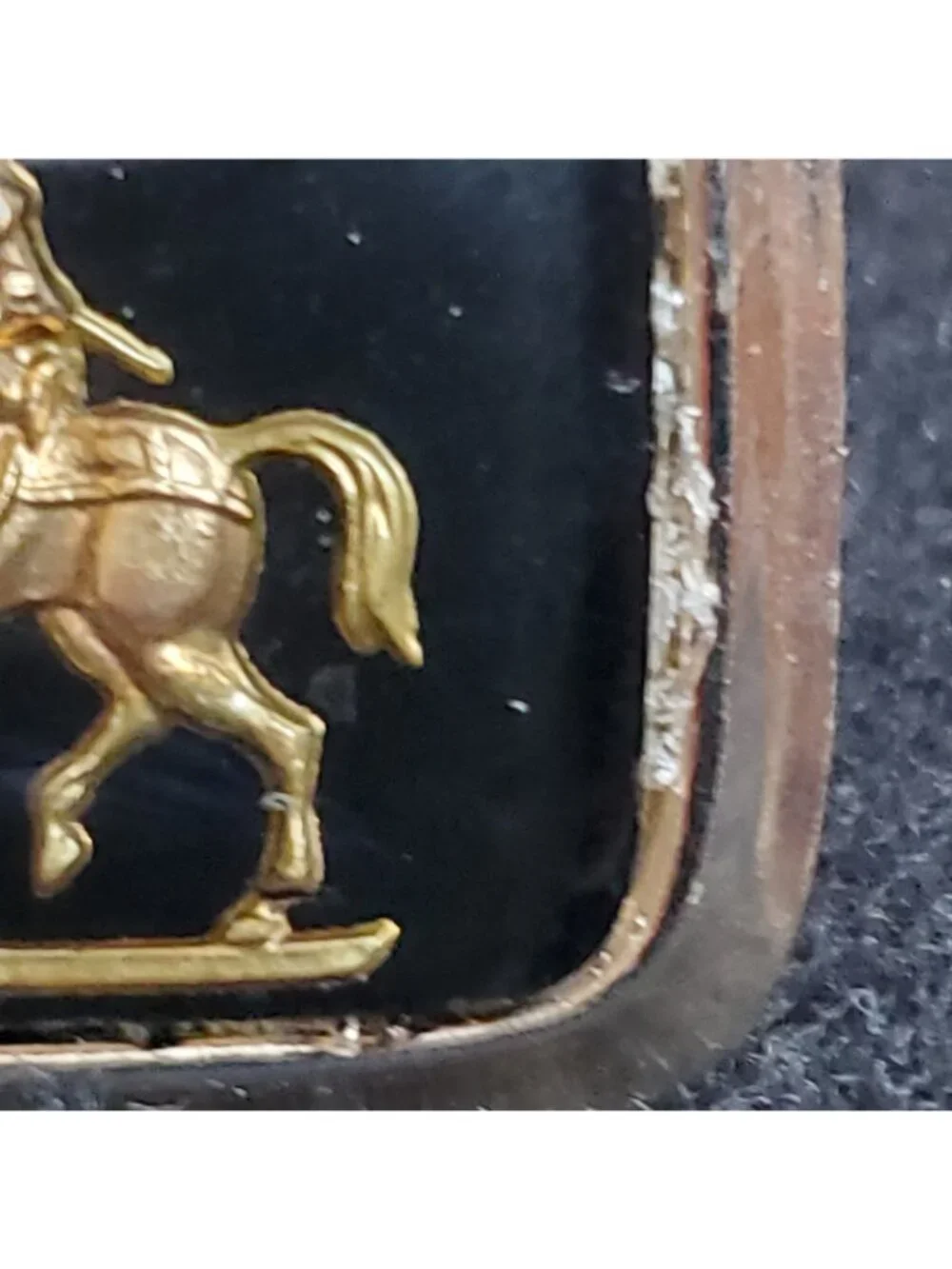 Vintage Warrior Cufflinks Gold Tone Black Equestrian 1.25